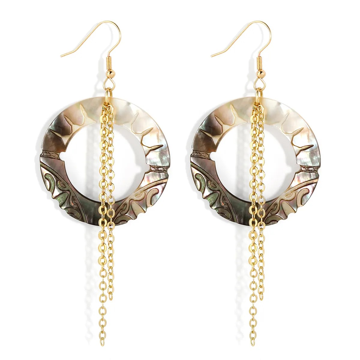 🌊 Boucles d’oreilles "Sirène d’Or" – Nacre & Plaqué Or 🌊