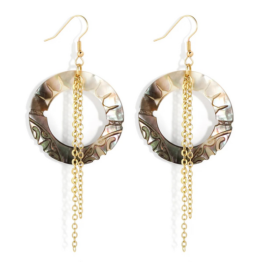 🌊 Boucles d’oreilles "Sirène d’Or" – Nacre & Plaqué Or 🌊