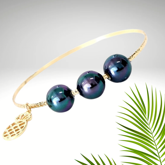 ✨ Bracelet Plaqué Or 3 Perles✨