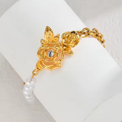 ✨🌹Bracelet Rose Éternelle Plaqué Or🌹✨