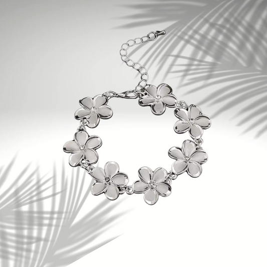 ✨ Bracelet Fleuri Plaqué Or et Argent – Élégance Naturelle ✨