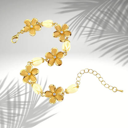 ✨ Bracelet Fleuri Plaqué Or et Argent – Élégance Naturelle ✨