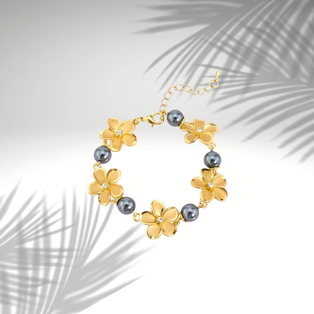 ✨ Bracelet Fleuri Plaqué Or et Argent – Élégance Naturelle ✨