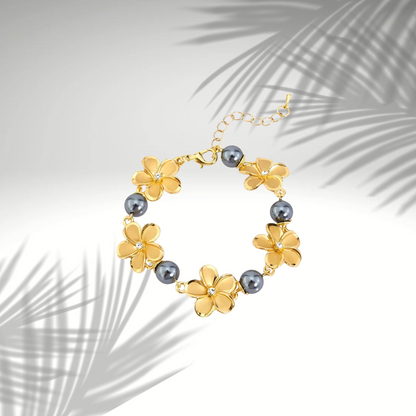 ✨ Bracelet Fleuri Plaqué Or et Argent – Élégance Naturelle ✨