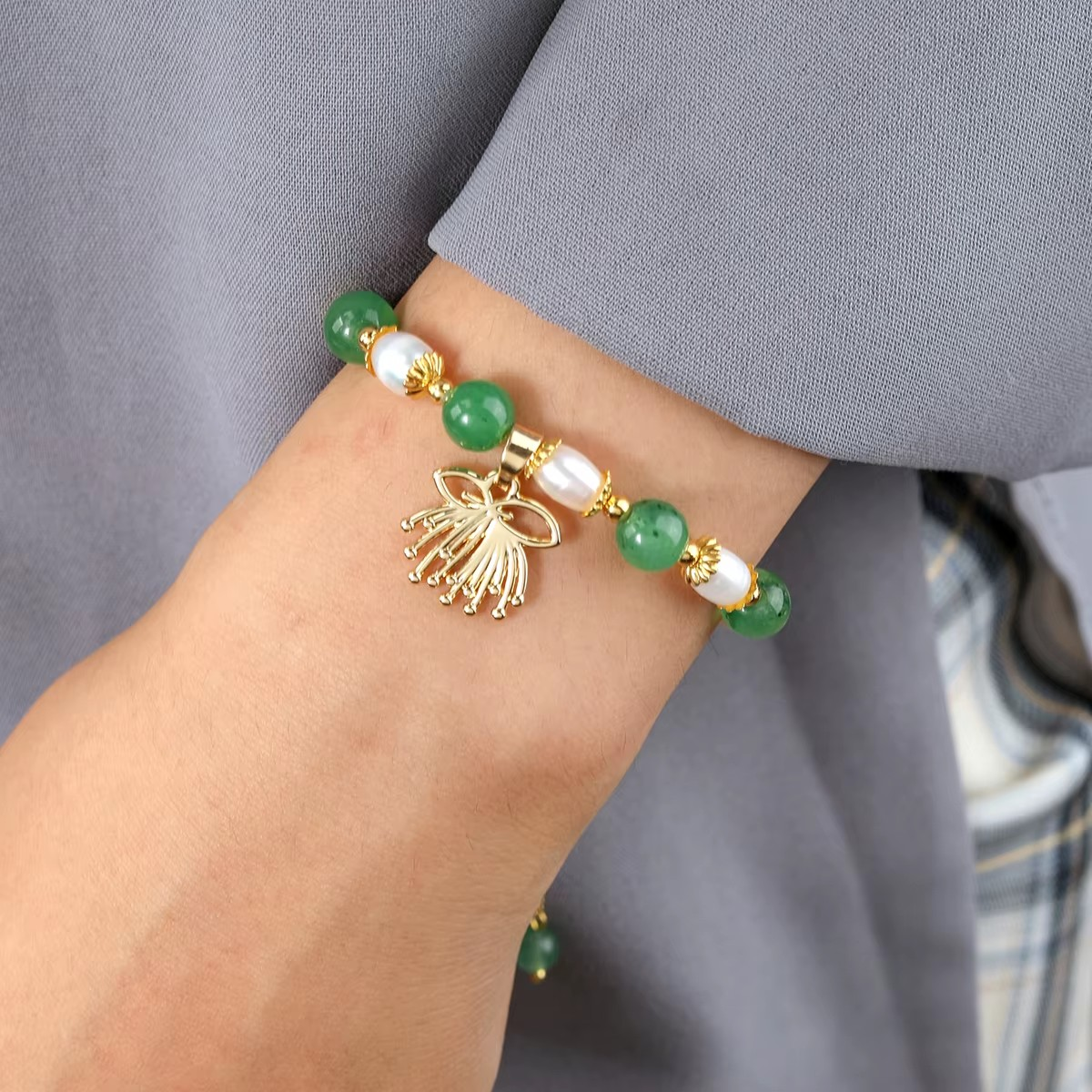 💚Bracelet Perles et Charms Plaqué Or 💚